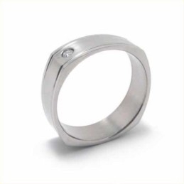Inel De Titan Cu Diamante De 6 Mm Și Incrustații De Culoare Verde Închis