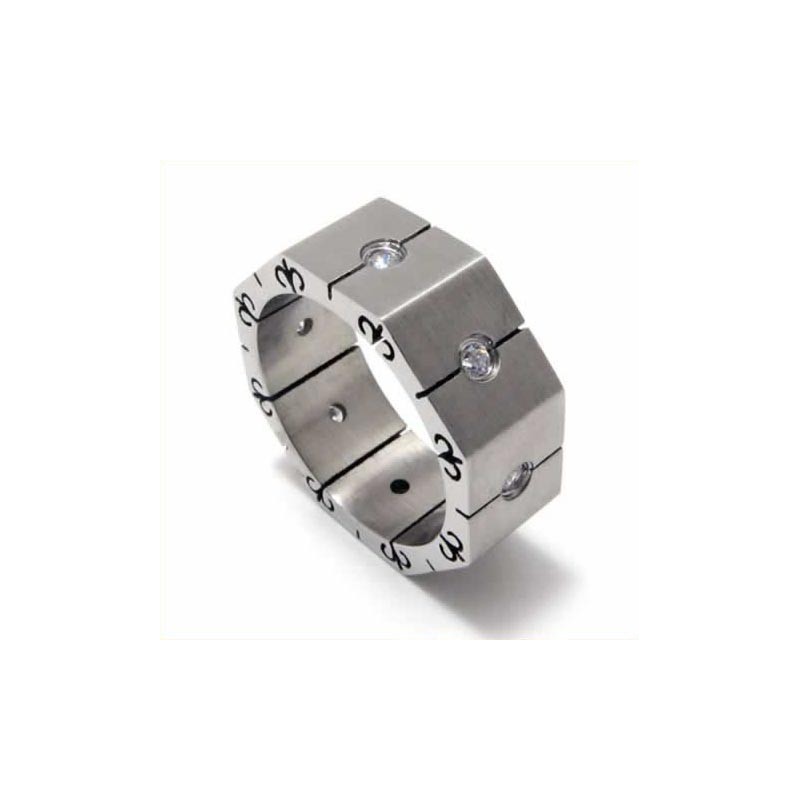 Inel De Titan Cu Diamante De 8 Mm Și Incrustații De Culoare Neagră Inel De Titan Cu Diamante De 8 Mm Și Incrustații De Culoare Neagră