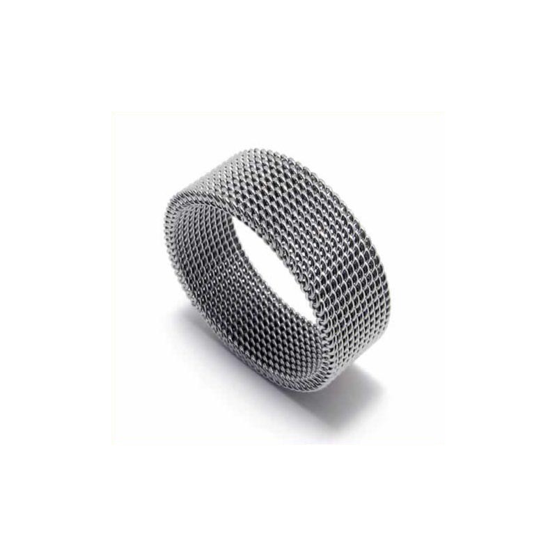Inel Unisex Din Titan De 8 Mm Cu Plasă Inel Unisex Din Titan De 8 Mm Cu Plasă