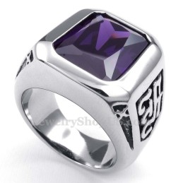 Inel Din Titan Cu Zirconiu Violet