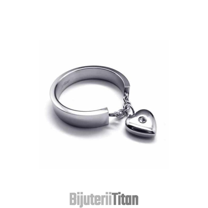 Inel Din Titan Cu Inimă De 5 Mm, Încrustat Cu Diamante Inel Din Titan Cu Inimă De 5 Mm, Încrustat Cu Diamante
