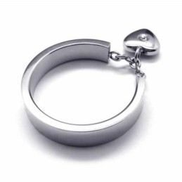 Inel Din Titan Cu Inimă De 5 Mm, Încrustat Cu Diamante