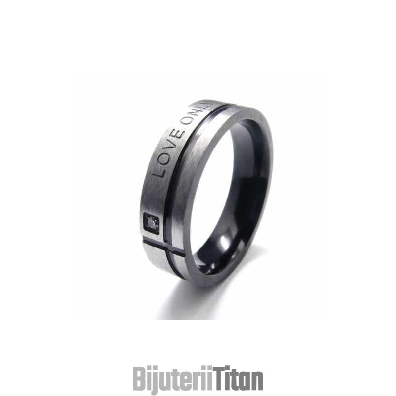 Inel Bărbătesc Din Titan Negru De 6 Mm Love Only You Inel Bărbătesc Din Titan Negru De 6 Mm Love Only You
