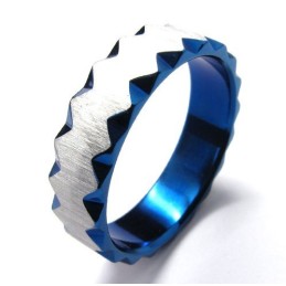Inel Unisex Din Titan Albastru De 6 Mm