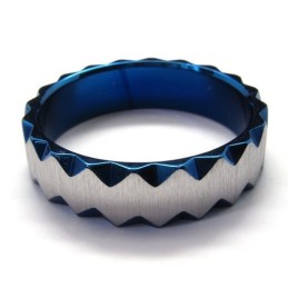 Inel Unisex Din Titan Albastru De 6 Mm