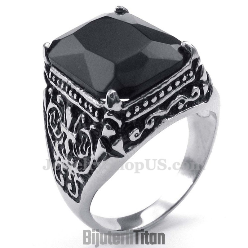 Inel Din Titan Cu Zirconiu Negru Inel Din Titan Cu Zirconiu Negru