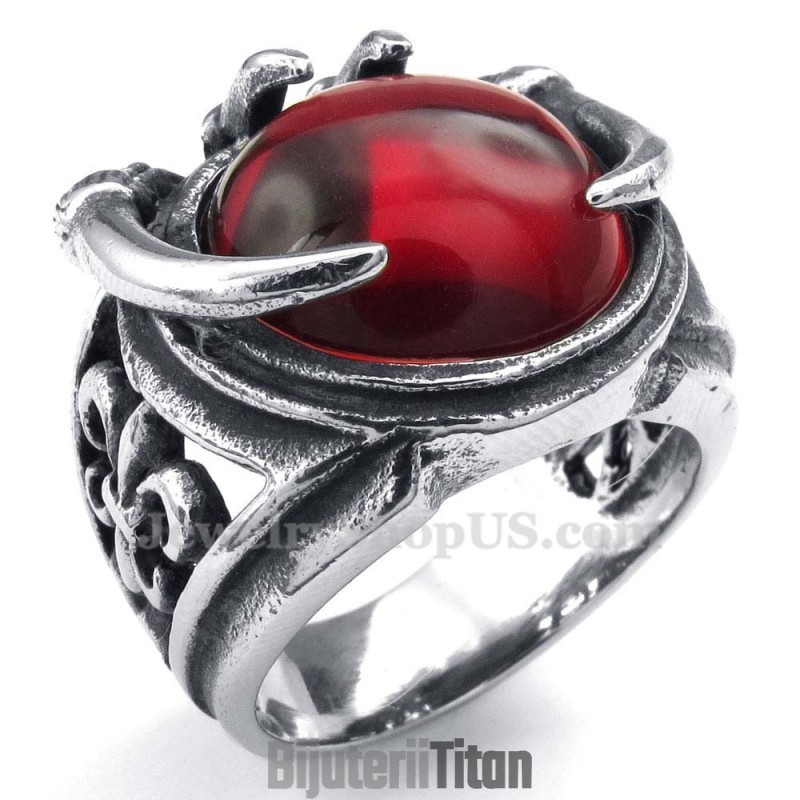 Inel De Titan Cu Zirconiu Roșu