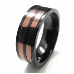Inel De Titan De 8 Mm Cu Două Cercuri Încrustate, Cu Bandă De Curte