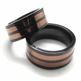 Inel De Titan De 8 Mm Cu Două Cercuri Încrustate, Cu Bandă De Curte