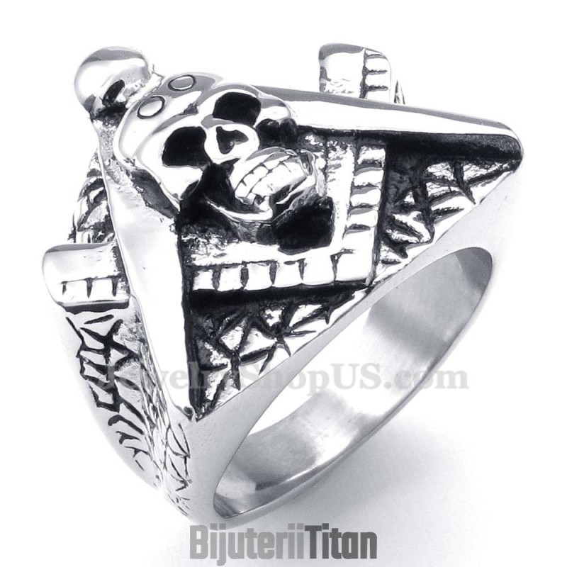 Inel Masonic Cu Craniu Din Titan Inel Masonic Cu Craniu Din Titan