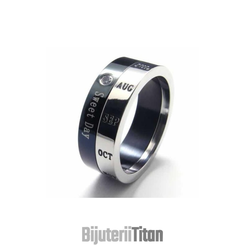 Inel Sweet Day De 8 Mm Cu Diamante Încrustate În Titan Și Bandă De Curte Inel Sweet Day De 8 Mm Cu Diamante Încrustate În Titan Și Bandă De Curte