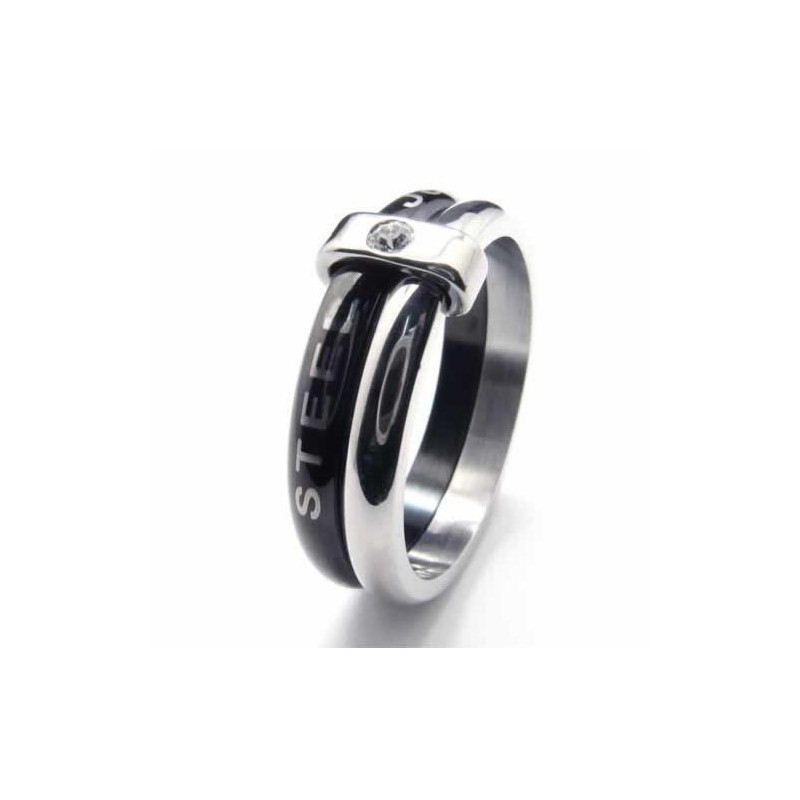 Inel De Titan Cu Două Cercuri Și Diamante De 8 Mm, Încrustat Cu Bandă De Curte Inel De Titan Cu Două Cercuri Și Diamante De 8 Mm, Încrustat Cu Bandă De Curte