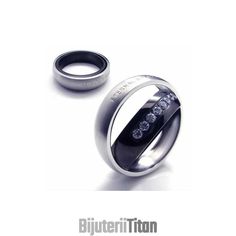Inel Eternal & Forever Cu Diamante Încrustate În Titan De 6 Mm Și Bandă De Curte Inel Eternal & Forever Cu Diamante Încrustate În Titan De 6 Mm Și Bandă De Curte