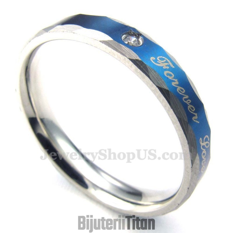 Inel De Cuplu Din Titan Albastru Forever Love (Femei) Inel De Cuplu Din Titan Albastru Forever Love (Femei)
