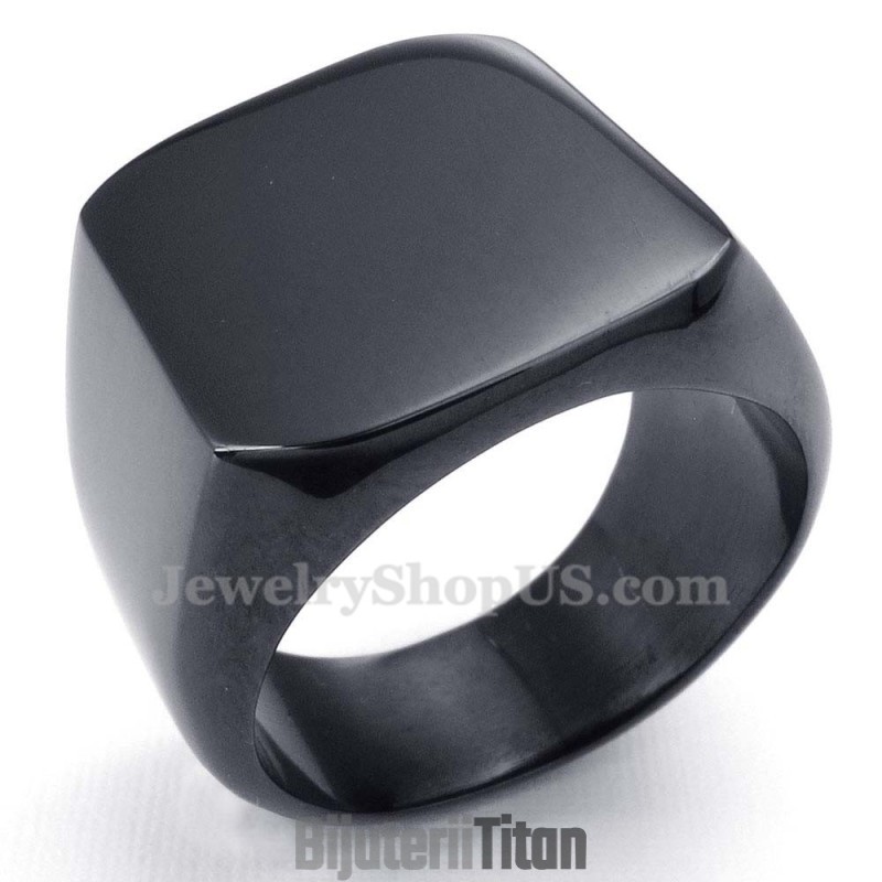 Inel Bărbătesc Din Titan Negru, Neted Inel Bărbătesc Din Titan Negru, Neted