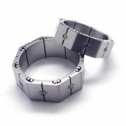 Inel De Titan Cu Diamante De 8 Mm Și Incrustații De Culoare Neagră