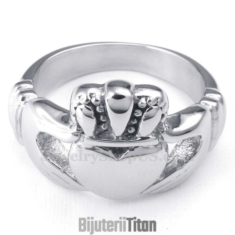 Inel De Titan Cu Inimă Și Mâini Îmbrățișează Inel De Titan Cu Inimă Și Mâini Îmbrățișează