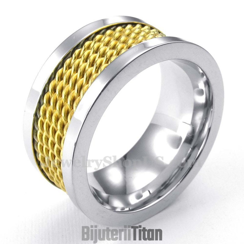 Inel Din Titan Cu Sârmă De Aur