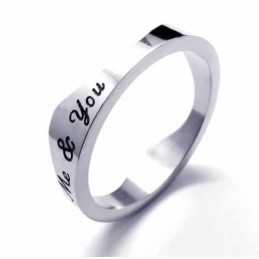 Inel Din Titan Cu Valuri You & Me De 5 Mm