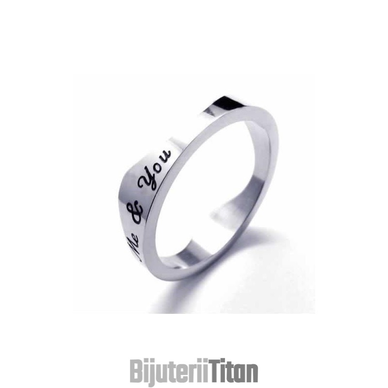 Inel Din Titan Cu Valuri You & Me De 5 Mm Inel Din Titan Cu Valuri You & Me De 5 Mm