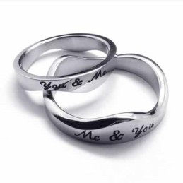 Inel Din Titan Cu Valuri You & Me De 5 Mm