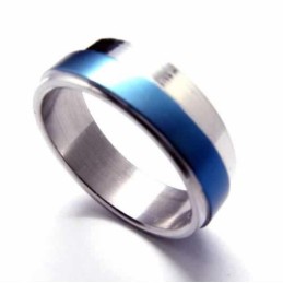 Inel Bărbătesc Din Titan Albastru De 6 Mm