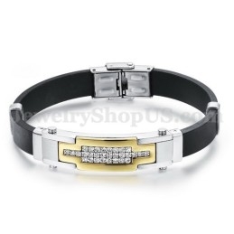 Brățară Bărbătească Din Titan Cu Zirconiu Auriu C934, Vânzare Fierbinte