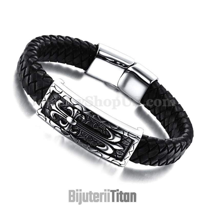Brățară Rafinată Din Piele De Titan Pentru Bărbați C896