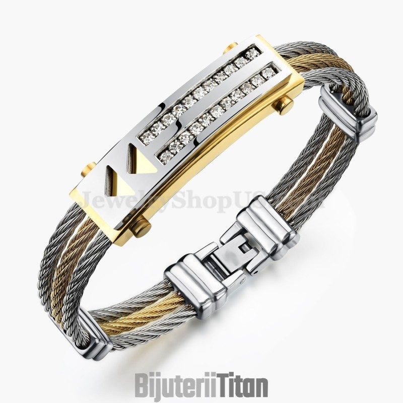 Brățară Bărbătească La Modă Cu Zirconiu Și Titan C783