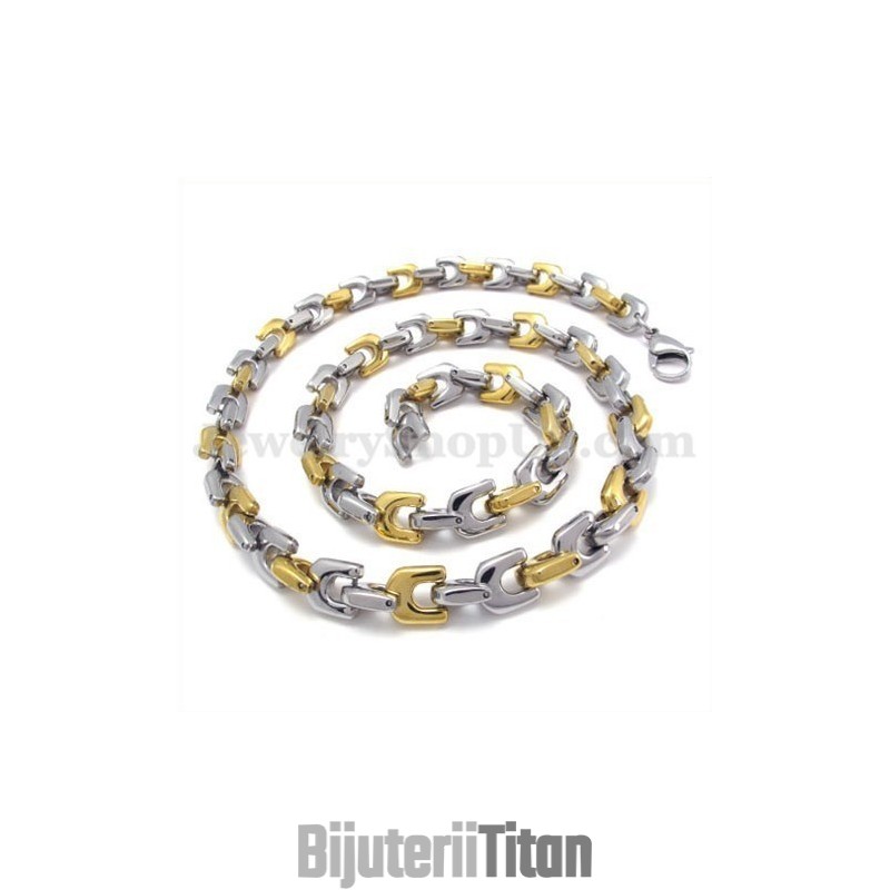 Lanț De Colier Din Titan Pentru Bărbați, Auriu La Modă