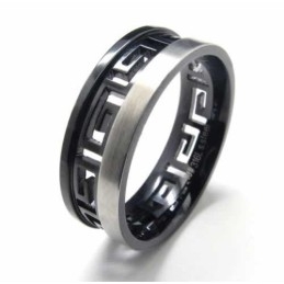 Inel Rotativ Cu Cheie Grecească Din Titan Negru De 7 Mm