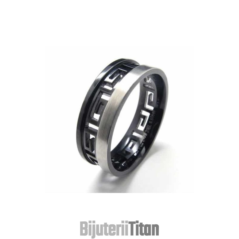 Inel Rotativ Cu Cheie Grecească Din Titan Negru De 7 Mm Inel Rotativ Cu Cheie Grecească Din Titan Negru De 7 Mm