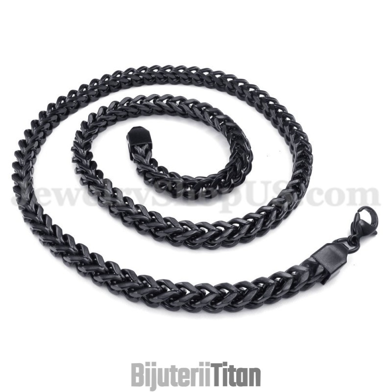 Lanț Rafinat De Titan Pentru Bărbați, Negru Lanț Rafinat De Titan Pentru Bărbați, Negru