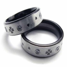 Inel De Titan Cu Trifoi Cu Patru Foi Și Diamante, Încrustat Cu 6 Mm
