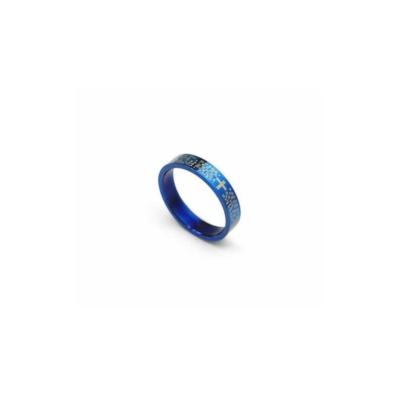 Inel Bărbătesc Din Titan Albastru, Cu Cruce Biblică, 4 Mm