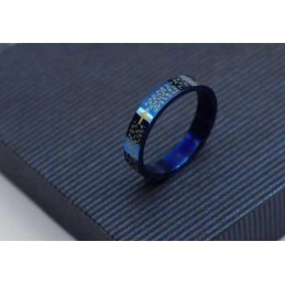 Inel Bărbătesc Din Titan Albastru, Cu Cruce Biblică, 4 Mm