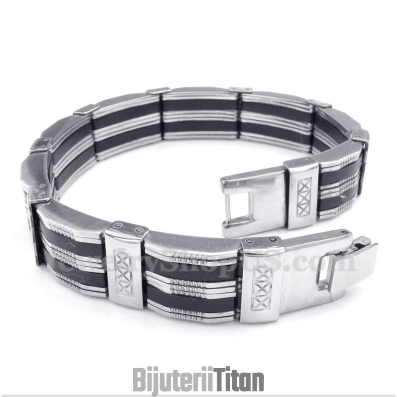 Brățară Bărbătească Din Titan Și Cauciuc