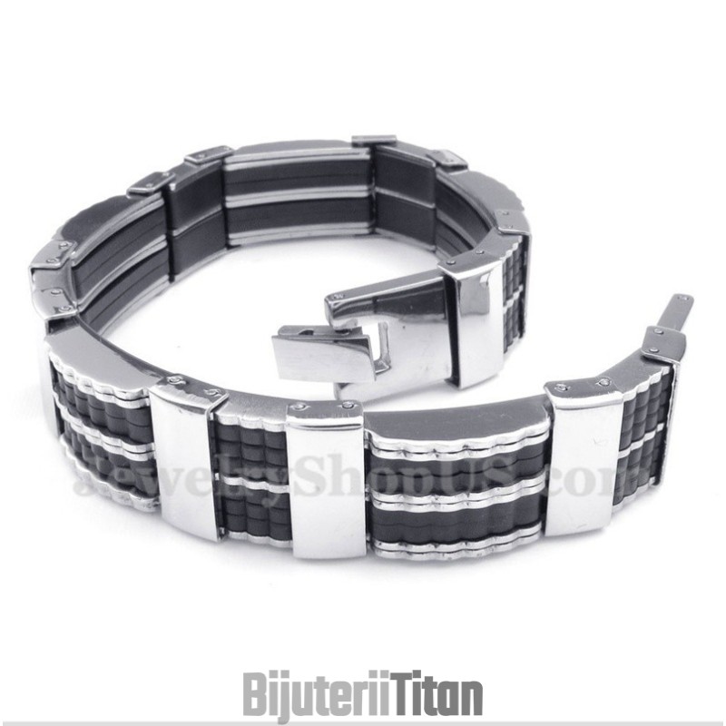 Brățară Bărbătească Din Titan Și Cauciuc Brățară Bărbătească Din Titan Și Cauciuc