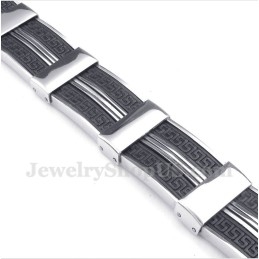 Brățară Bărbătească Din Cauciuc Și Titan Cu Model De Meandră Grecească