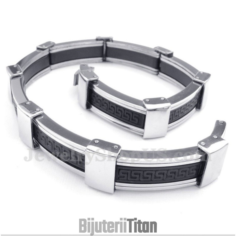 Brățară Bărbătească Din Titan Cu Model Grecesc De Meandri