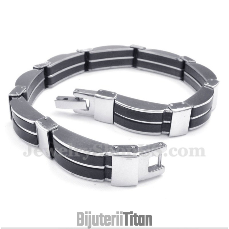 Brățară Bărbătească Din Titan Și Cauciuc