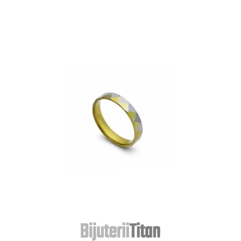 Inel Din Titan, Aur Și Argint, 4 Mm Inel Din Titan, Aur Și Argint, 4 Mm