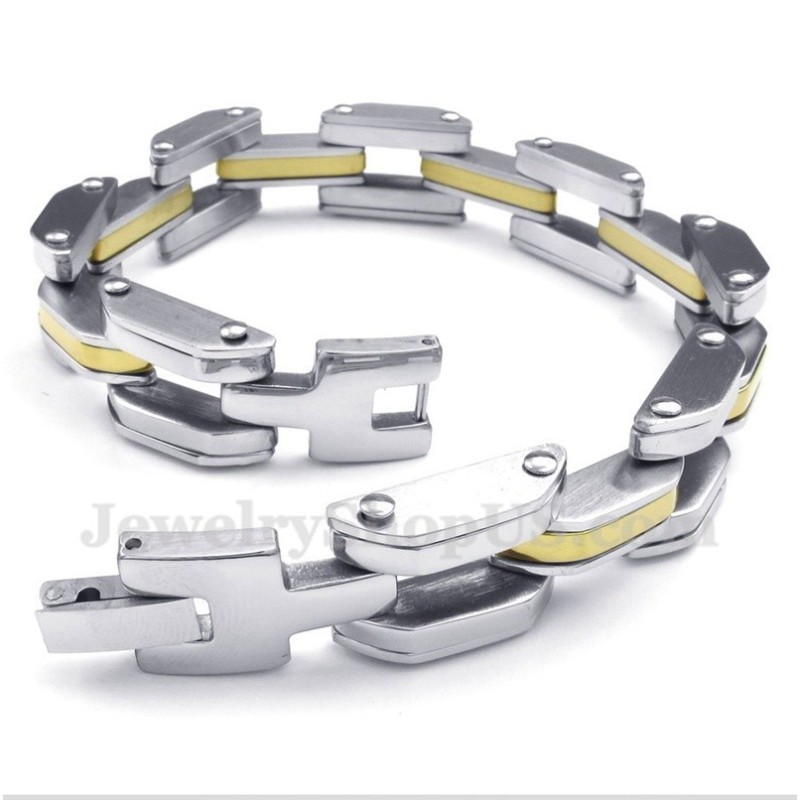 Brățară Bărbătească Din Titan Și Aur