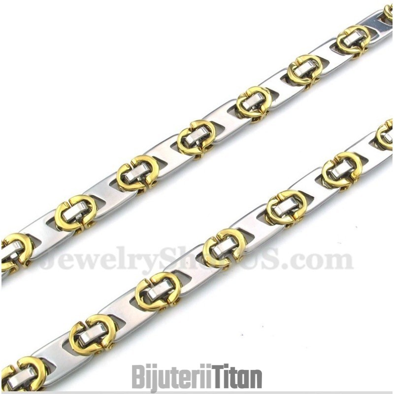 Colier Bărbătesc Din Titan Și Aur, Cu Semilună