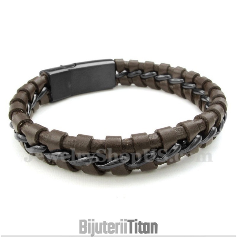 Brățară Din Piele Și Titan Pentru Bărbați