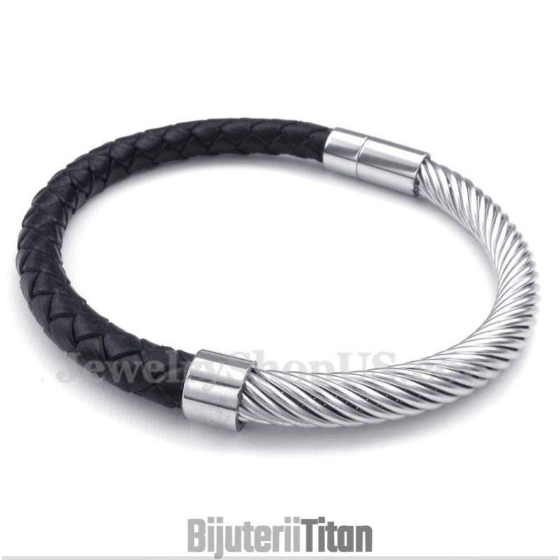 Brățară Din Piele Și Titan Pentru Bărbați