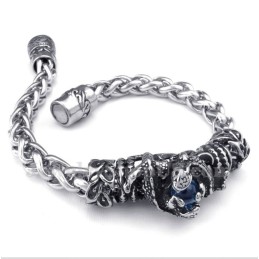 Brățară Bărbătească Din Titan Turnat Cu Diamant Albastru