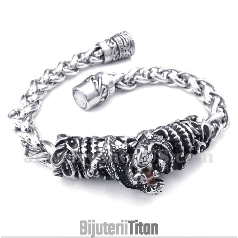 Brățară Bărbătească Din Titan Turnat Cu Diamante Roșii Brățară Bărbătească Din Titan Turnat Cu Diamante Roșii
