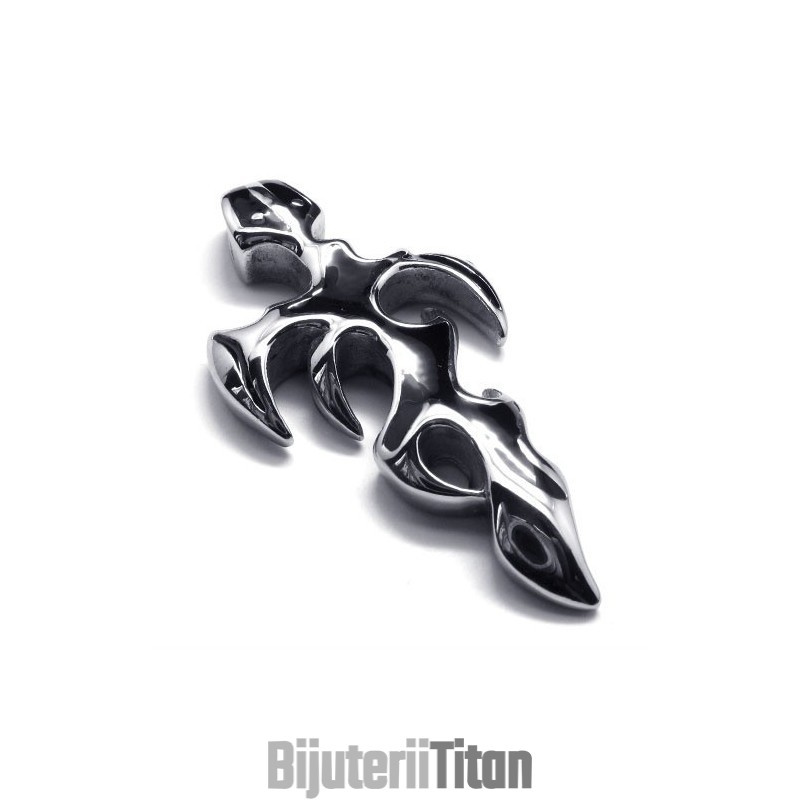 Pandantiv Din Titan Cu Cruce Cu Sabie De Flacără La Modă