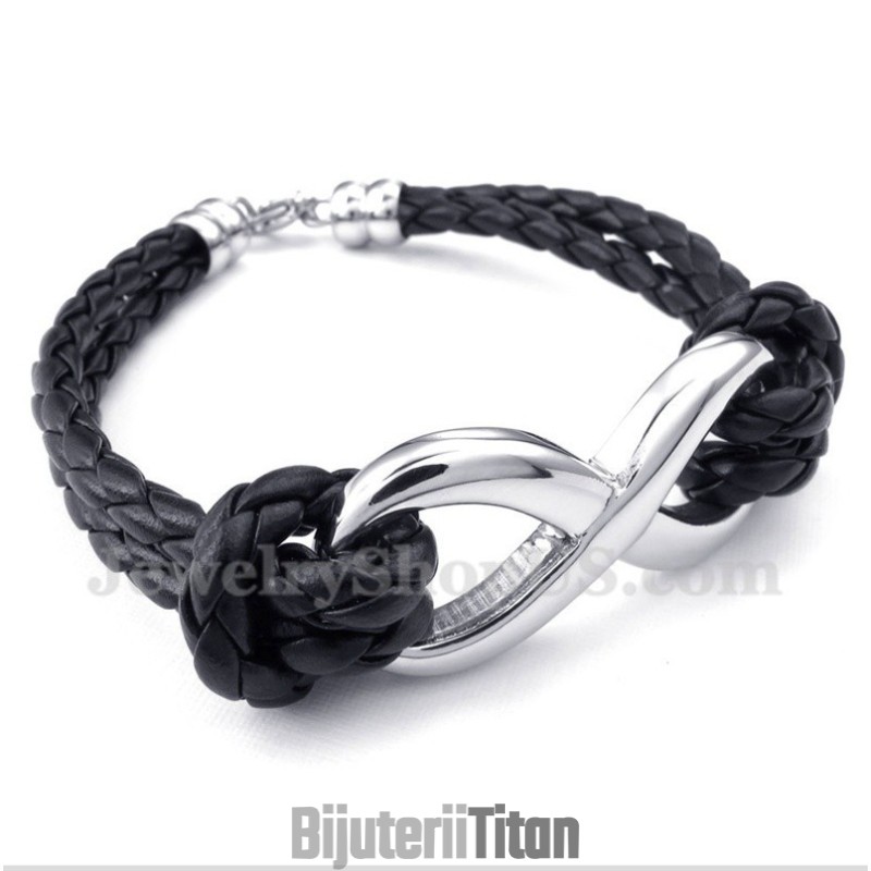 Brățară Bărbătească Din Piele Cu Simbolul Infinitului Din Titan